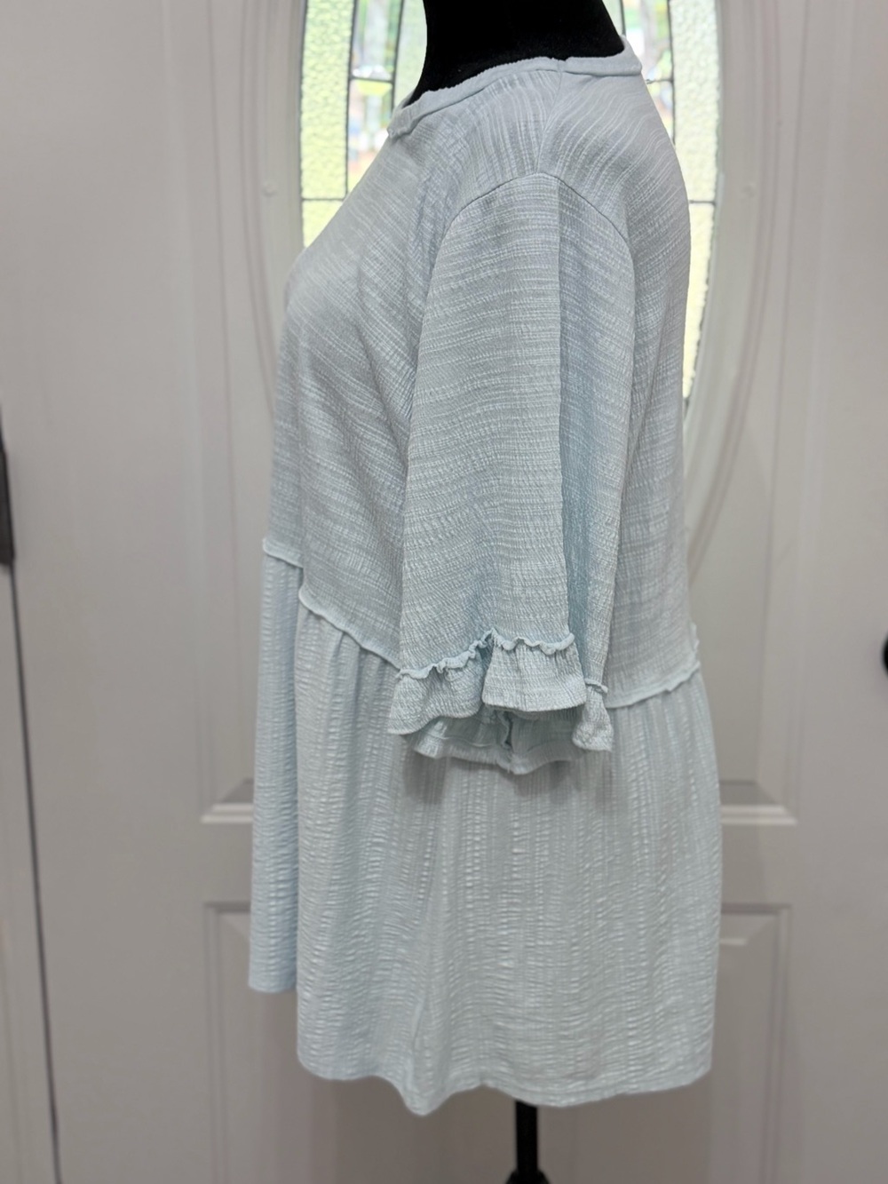 Wonderly Light Blue Ruffle Tiered Tunic Top - Picture 6 of 9